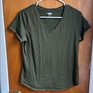 Old Navy Dark Green V-Neck Short Sleeve Tee